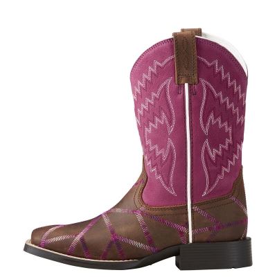 Ariat Twisted Tycoon - Western Laarzen Bruin / Paars Roze Kinderen - 39899-472